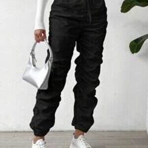 SHEIN Essnce Women's Elastic Waist Wrinkle Pants